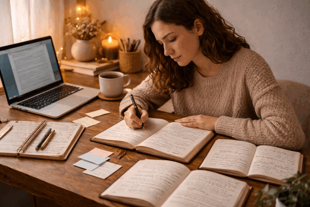 self published author managing multiple tasks