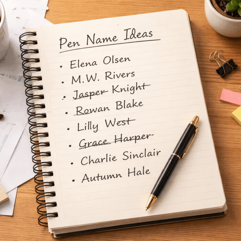 brainstorming pen name ideas for authors