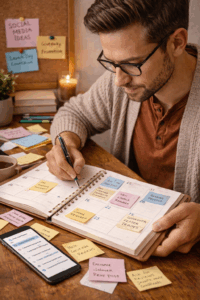 Author planning book marketing and reviews