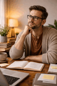 Author reflecting on the writing and publishing process