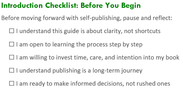 Is self-publishing right for you checklist