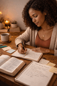 Black woman author planning future writing projects