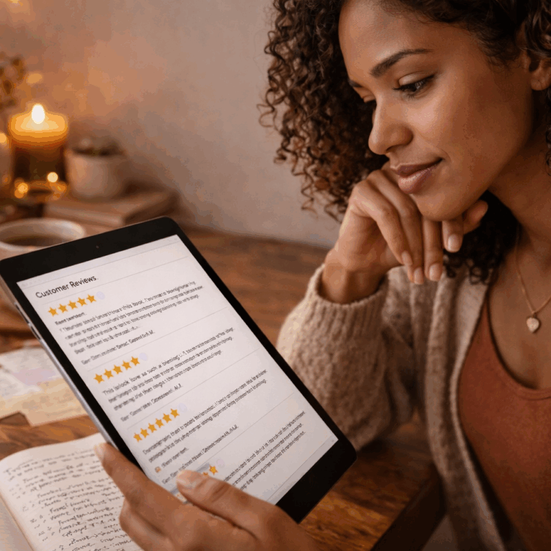 author reviewing reader feedback