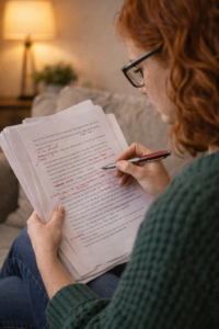 author revising a manuscript