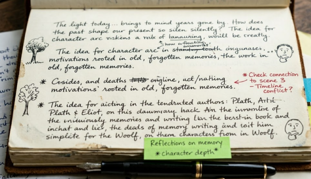 Handwritten journal entries exploring personal thoughts and emotions