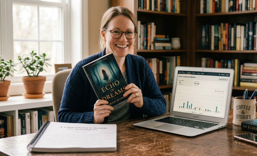 Self-published author celebrating a newly published book
