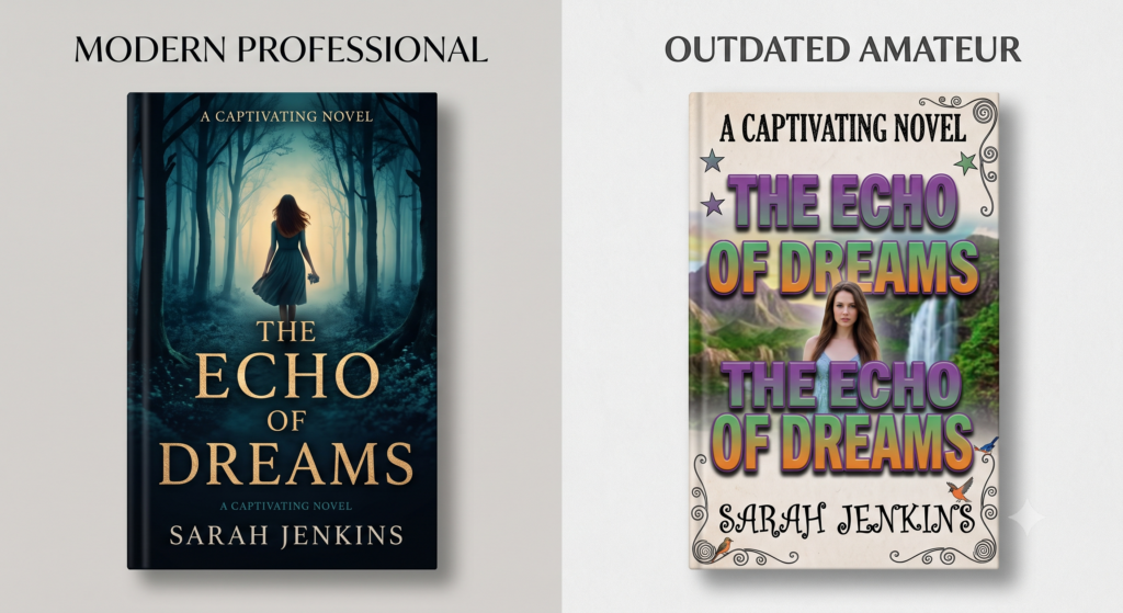 Comparison of professional and amateur self-published book covers